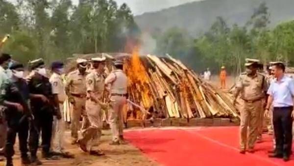 విశాఖలో 2 లక్షల కిలోల గంజాయి తగలబెట్టిన పోలీసులు-రాష్ట్రంలో ఇదో రికార్డు