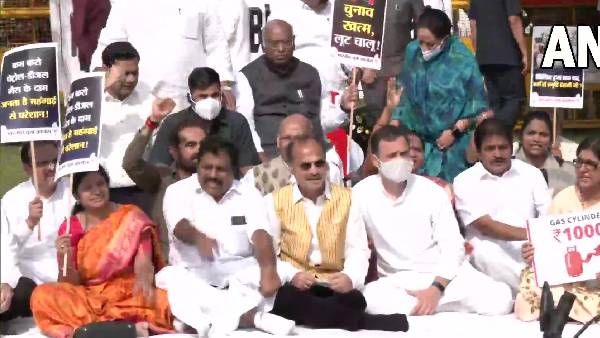 పెట్రో మంటపై కాంగ్రెస్ ఆందోళనలు- ఢిల్లీ విజయ్ చౌక్ లో ఎంపీల ధర్నా- కేంద్రంపై రాహుల్ ఫైర్