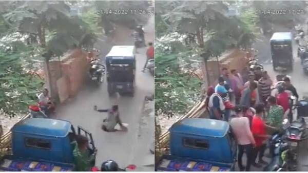 viral video:ముందు ఆటో.. వెనకాల యువతి, ఫోన్ మాట్లాడుతూ వాక్.. మ్యాన్ హోల్‌లో పడి..