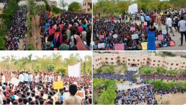 వర్షంలోనే ఏడో రోజూ కొనసాగుతున్న విద్యార్థుల నిరసన: బాసర ట్రిపుల్ ఐటీకి మంత్రి సబిత