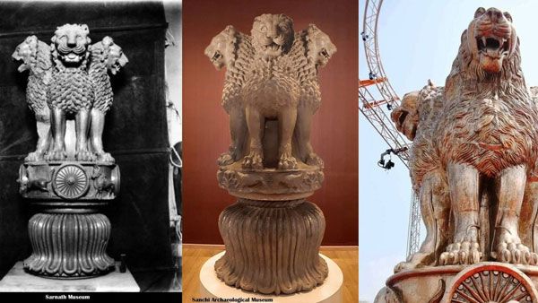 మోడీ ఆవిష్కరించిన జాతీయ చిహ్నంలోని నాలుగు సింహాలకు కొత్తగా కోరలొచ్చాయ్