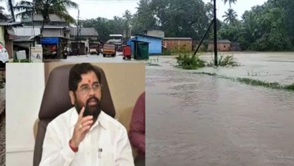 మహా సీఎం షిండే నివాసం వద్ద భారీగా వర్షపు నీరు.. రంగంలోకి రెస్క్యూ టీమ్