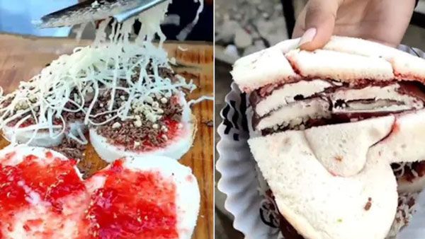 viral video:వామ్మో.. బ్రెడ్.. దానిపై చాక్లొట్, ఛీజ్, ఐస్‌క్రీమ్.. ఇదీ శాండ్ విచా..? లేక