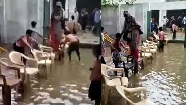 Viral Video: నీటిలో తడవొద్దని ఇలా చేసింది.. పంతులమ్మకు దిమ్మదిరిగే షాక్ ఇచ్చిన అధికారులు..