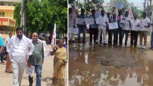 గుడివాడలో రోడ్ల దుస్థితి: వైసీపీ వర్సెస్ జనసేన.. కొడాలి నాని ఇంటి దగ్గర రచ్చ!!
