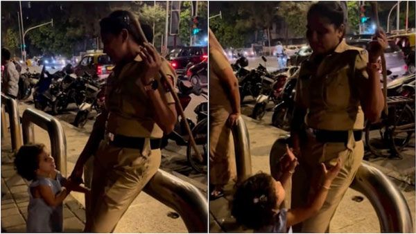 Viral Video:కర్ర కోసం చిన్నారి కనిష్క పోరు, ఇవ్వని కాప్.. వైరల్