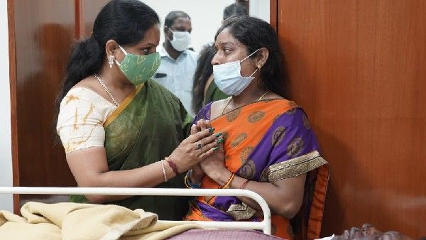 బొగ్గుగని బ్లాస్టింగ్ లో కళ్ళు కోల్పోయిన కార్మికులను పరామర్శించిన ఎమ్మెల్సీ కవిత