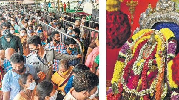 భక్తులతో కిక్కిరిసిన ఇంద్రకీలాద్రి -మహాలక్ష్మీ అలంకారంలో..!!