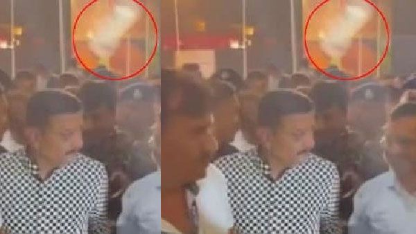 సీఎం అరవింద్ కేజ్రీవాల్‌పై బాటిల్ విసిరిన దుండగుడు(వీడియో)