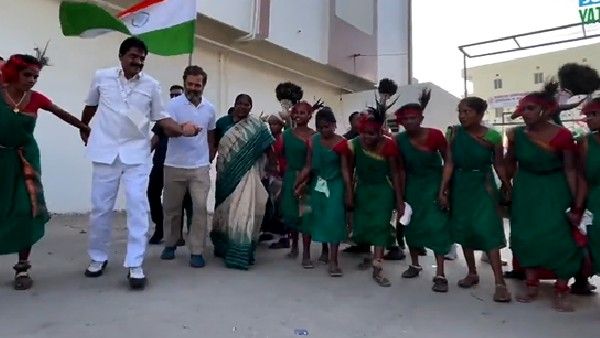 video:గిరిజనులతో కలిసి రాహుల్ గాంధీ స్టెప్పులు, సంబరపడ్డ గిరిపుత్రులు