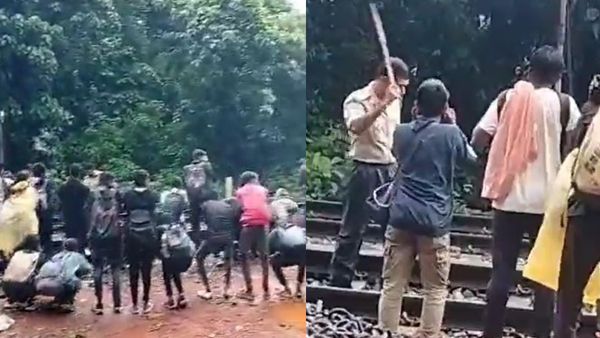 వీడియో: ట్రెక్కర్ల తాట తీసిన రైల్వే సిబ్బంది