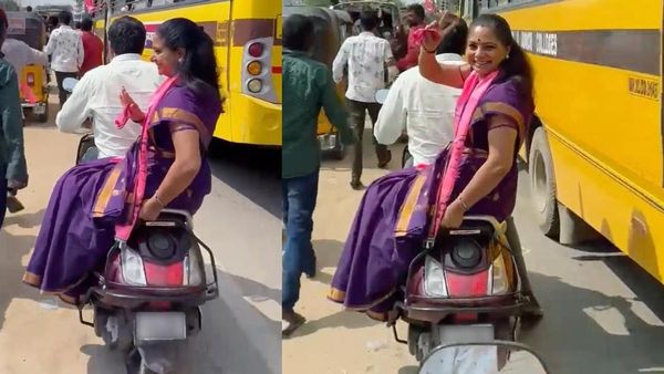 బోధన్ ఎమ్మెల్యే నామినేషన్‌​కు స్కూటీపై మ్మెల్సీ కవిత: అంబులెన్స్‌లో వెళ్లి కొత్త ప్రభాకర్ రెడ్డి నామినేషన్