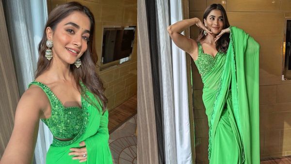 గ్రీన్ శారీలో బుట్టబొమ్మ వయ్యారాలు.. సింగారాలు