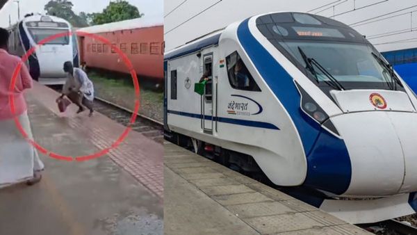 Viral video: దూసుకొస్తోన్న వందే భారత్ కింద పడబోయి..!!