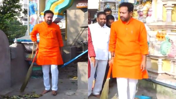 చీపురు పట్టిన జీ కిషన్ రెడ్డి (వీడియో)