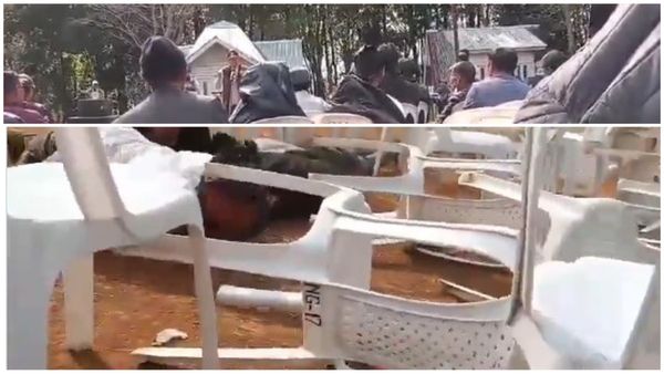 కాంగ్రెస్ సమావేశంపై కాల్పులు: కుర్చీల కింద దాక్కున్నారు