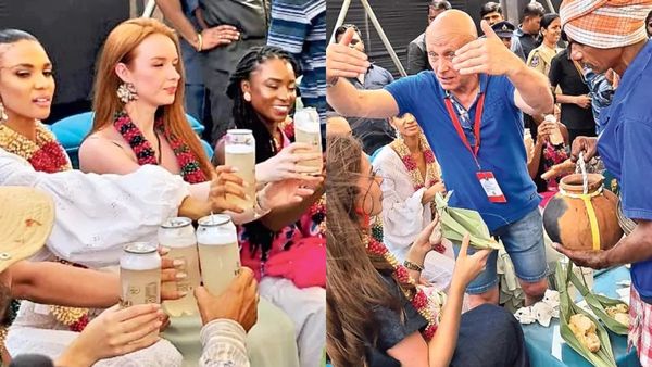 తెలంగాణ తాటి కల్లు తాగిన మిస్ వరల్డ్ ముద్దుగుమ్మలు.. తర్వాత ఏం చేశారో తెలుసా? వీడియో వైరల్