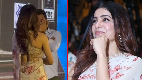 అందరూ చూస్తుండగానే స్టేజ్‌పై  అతన్ని హగ్ చేసుకున్న సమంత