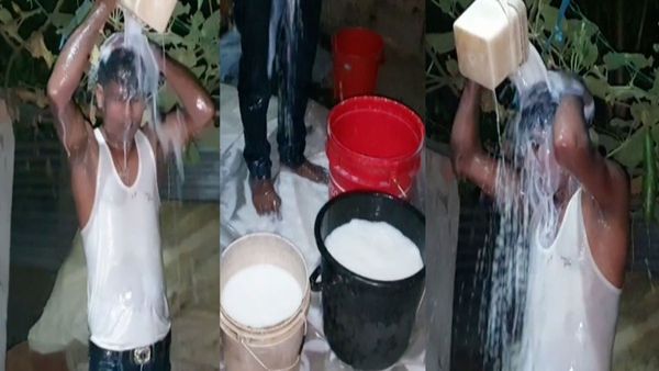 భార్యకు విడాకులిచ్చి పాలతో స్నానం చేసిన భర్త.. వీడియో వైరల్!
