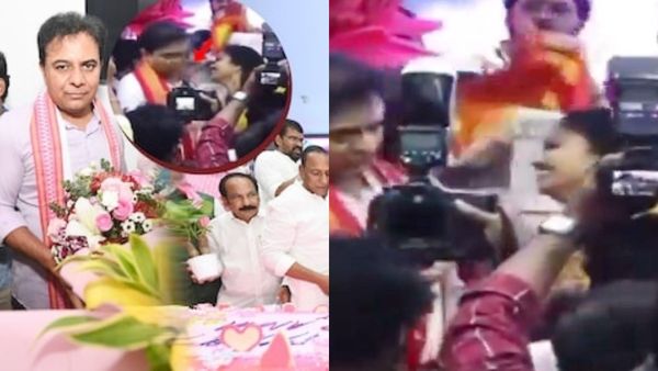 కేటీఆర్‌కి ముద్దు పెట్టబోయిన యువతి.. వీడియో వైరల్