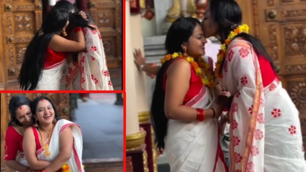 పెళ్లై కొడుకు ఉన్న గర్ల్ ఫ్రెండ్ ని వివాహం చేసుకున్న ప్రముఖ నటి.. ఆలయంలోనే ముద్దులు, హగ్గులు !