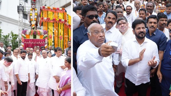 మాజీ ముఖ్యమంత్రి రోశయ్య విగ్రహాన్ని ఆవిష్కరించిన సీఎం రేవంత్‌రెడ్డి, మల్లికార్జున ఖర్గే