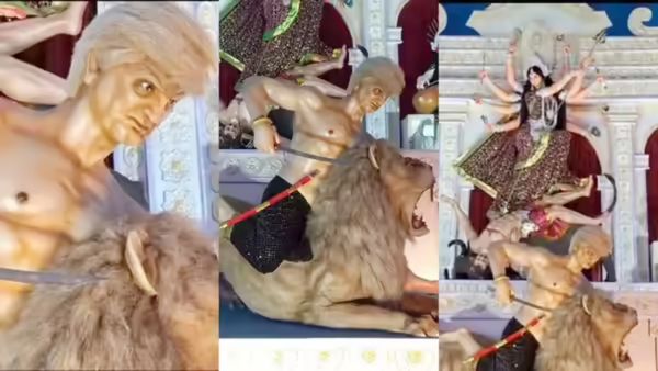 దుర్గాదేవి మండపంలో రాక్షసుడిగా ట్రంప్.. ఎక్కడంటే..?