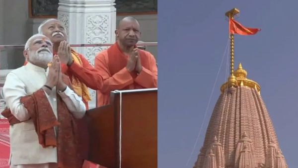 అయోధ్య రామమందిరంపై ఎగిరిన 11 కేజీల కాషాయ జెండా- ఎన్నో ప్రత్యేకతలు