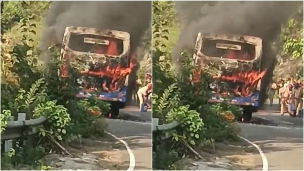 విశాఖపట్నం నుంచి బయలుదేరిన ఆర్టీసీ బస్సులో భారీ అగ్ని ప్రమాదం
