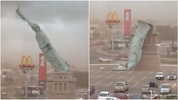 చూస్తూ చూస్తూనే కుప్పకూలిన స్టాట్యూ ఆఫ్ లిబర్టీ..!!