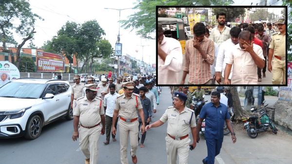 ఏపీ పోలీస్ ట్రీట్‌మెంట్. నడి రోడ్డుపై 100 మంది రౌడీ షీటర్లు