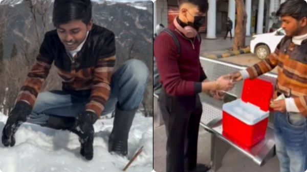 Viral Video: కశ్మీర్ మంచును ఢిల్లీలో అమ్మేస్తున్న యువకుడు..!