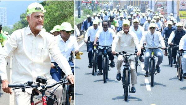 సైకిలెక్కిన చంద్రబాబు: 10 కి. మీ. నిరాటంకంగా