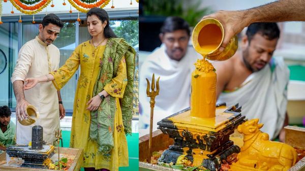 ఏకాదశ మహాన్యాస పూర్వక రుద్రాభిషేకంలో నారా లోకేష్ దంపతులు