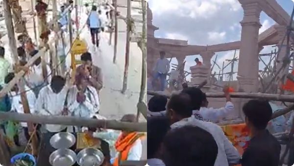 ఉన్నట్లుండి కూలిన ఆలయ పైకప్పు- శిథిలాల కింద 20 మంది ? షాకింగ్ వీడియో..!