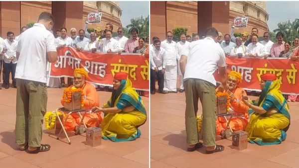 ఆస్కార్ లెవెల్ వీర యాక్టింగ్- పార్లమెంట్ మకర ద్వారం వద్ద: సినీ ఫక్కీలో ఫినిషింగ్ టచ్