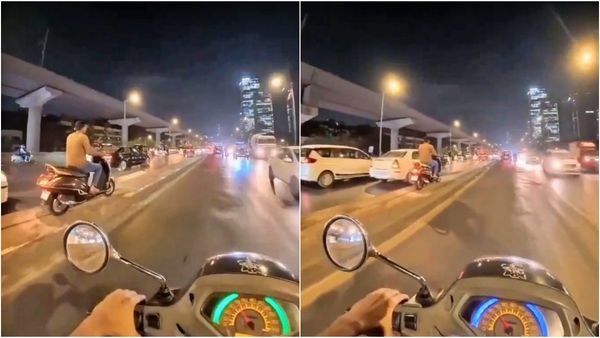 Viral Video: ఇదేం పోయేకాలం.. బిజీ రోడ్డులో డివైడర్ పై యువకుడి బైక్‌ రైడ్‌..