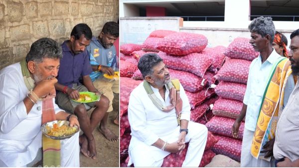 బెంగళూరు యశ్వంత్ పుర మార్కెట్ యార్డ్ లో డీకే శివకుమార్ ఆకస్మిక తనిఖీ- టీ, టిఫన్ అక్కడే