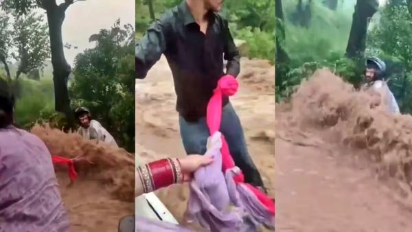 Viral Video: వరదలో చిక్కుకున్న బైకర్.. చున్నీతో ప్రాణాలు కాపాడిన నవ వధువు