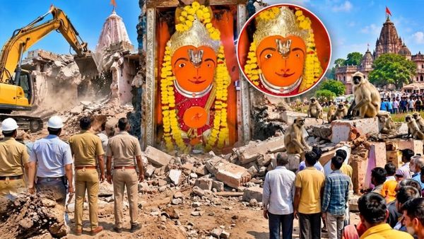 Ujjain Khade Hanuman: జేసీబీలు, క్రేన్లతో లాగినా అంగుళం కూడా కదలని హనుమాన్ విగ్రహం..!!