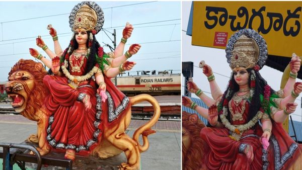 రైలెక్కిన సింహవాహిణి..!! కాచిగూడ స్టేషన్‌లో అరుదైన దృశ్యం