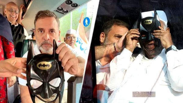 బ్యాట్ మ్యాన్ మాస్క్ తో రాహుల్ గాంధీ.. ఇండియా కూటమి ర్యాలీలో ఆసక్తికర పరిణామం.. 