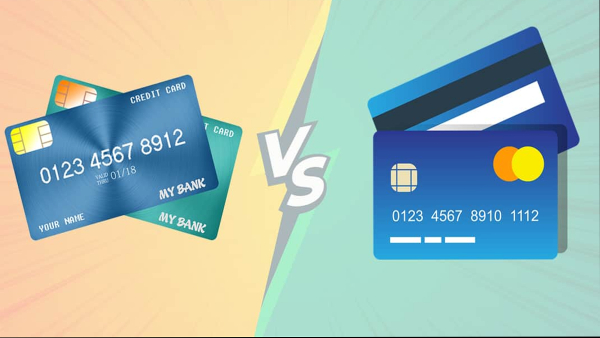 debit card and a credit card