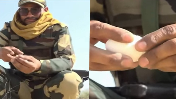BSF jawan cooking egg in sand BSF jawan cooking egg in sand