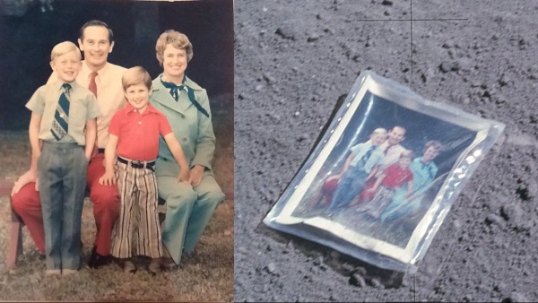 family photo on moon family photo on moon