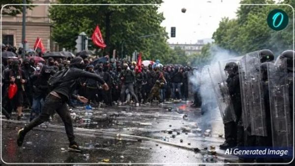 Clashing protesters and police on streets of Geneva
