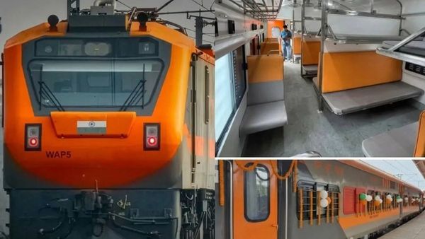 Modern Pune-Danapur Amrit Bharat Express train departing station
