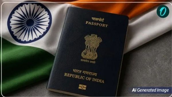Indian traveler holding a modern digital e-passport book