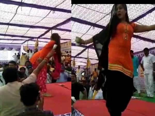 VIDEO: ओम प्रकाश राजभर के कार्यक्रम में भीड़ जुटाने के लिए लगे बार बालाओं के ठुमके