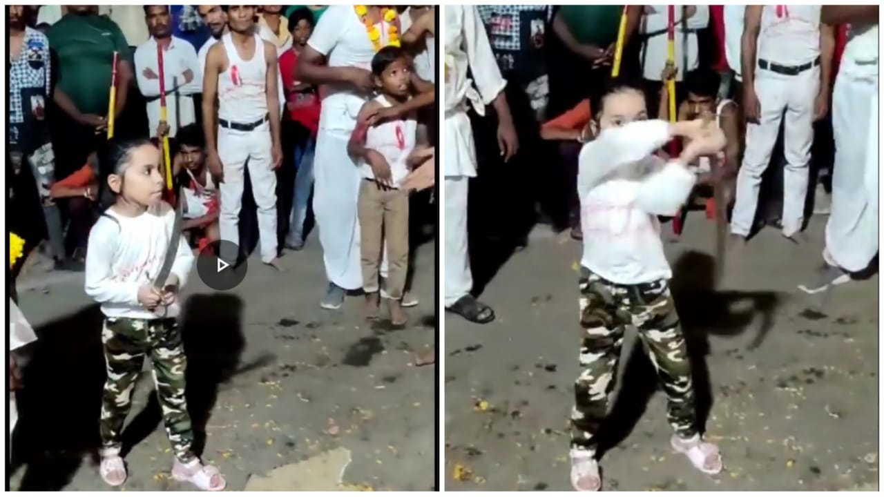नन्ही तलवारबाज को देख सीहोर में लोगों के उड़े होश, 6 साल की बालिका रेधानशी का तलवारबाजी करते वीडियो वायरल